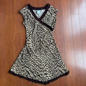 Vintage Breakin'‎ Loose Brown and Tan Wrap Style Dress